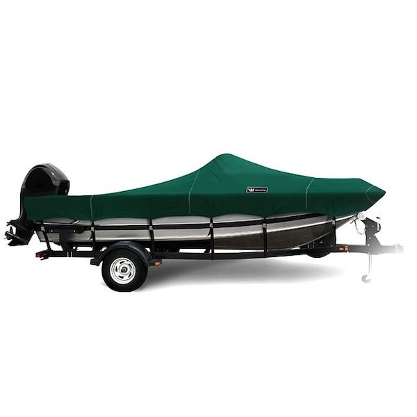 Eevelle Boat Cover ALUMINUM FISHING High Windshield Inboard Fits 16ft 6in L up to 88in W Green WSAFH1688-HTR - main